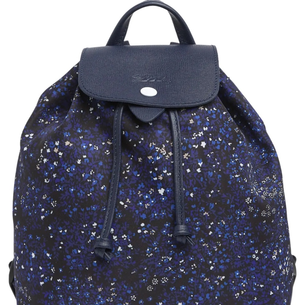Longchamp Le Pliage Navy Floral Backpack – Excellent Condition